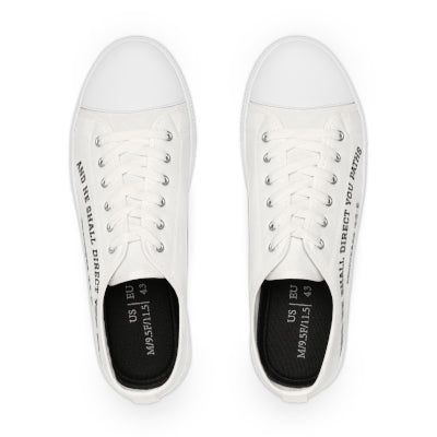 Proverbs 3:5-6 White Low Top Sneakers — 'And He Shall Direct Your Paths' Christian Shoes