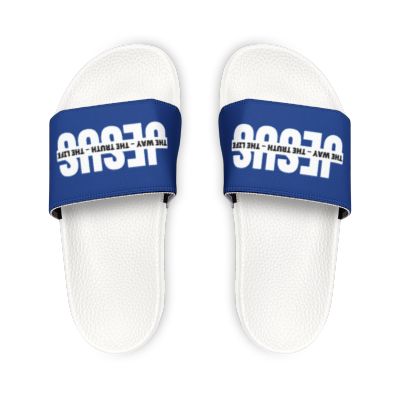 Jesus Slide Sandals – Removable-Strap Men’s Pool Slides with Bold Faith Print