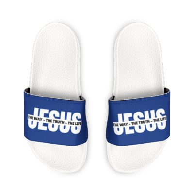 Jesus Slide Sandals – Removable-Strap Men’s Pool Slides with Bold Faith Print